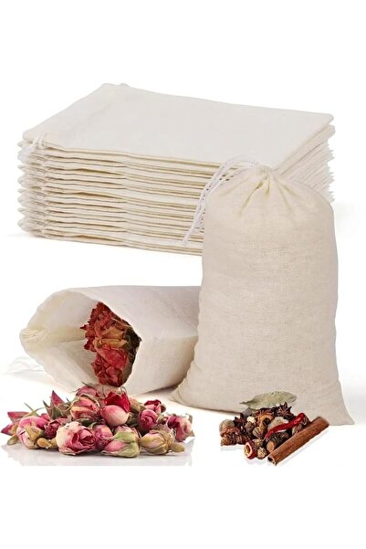 Tazweeq 10 Pcs Natural Muslin Drawstring Bags, Unbleached Cotton Cheesecloth ...