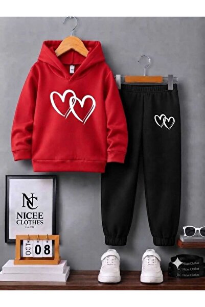 Leto Lykia Children's Unisex Tracksuit Set (White with Interlocked Hearts Win...