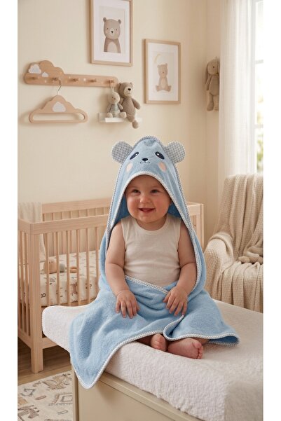 Panda Nakışlı Bebek Havlu Seti – 80x80 cm | %100 Pamuk | 0-18 Ay