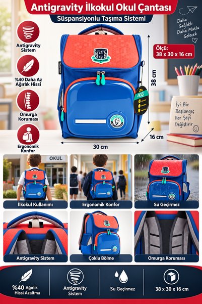 HELLO DRAGON Primary School School Bag Model 6 Red Antigravity 38X30X16 cm