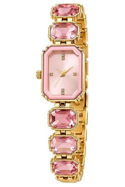Eylemboutique Kadın Gold Taşlı Kol Saati – Pembe Kristal Detaylı Şık ve Zarif...