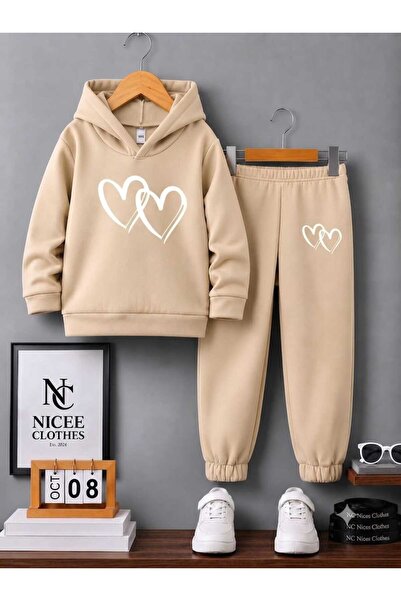 NC Nicee Clothes Children's Unisex Tracksuit (White with Heart Print Inside) ...