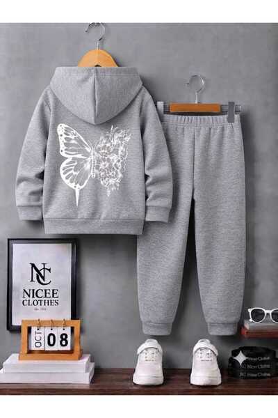 Leto Lykia Children's Tracksuit Set Unisex (Large Butterfly Winter Print on t...