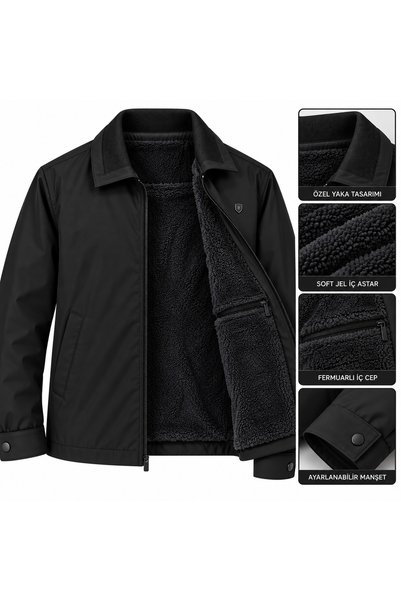 MOT&MONT Men's Winter Coat Bondet Fabric with Fur and Waterproof Zippered Inner Pocket Classic Stylish Jacket (Safari) (! ! !) !! Our Molds Are Extendable, Choose 1 Size Small...!!!!!))