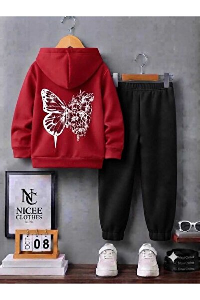 Leto Lykia Children's Tracksuit Set Unisex (Large Butterfly Winter Print on t...