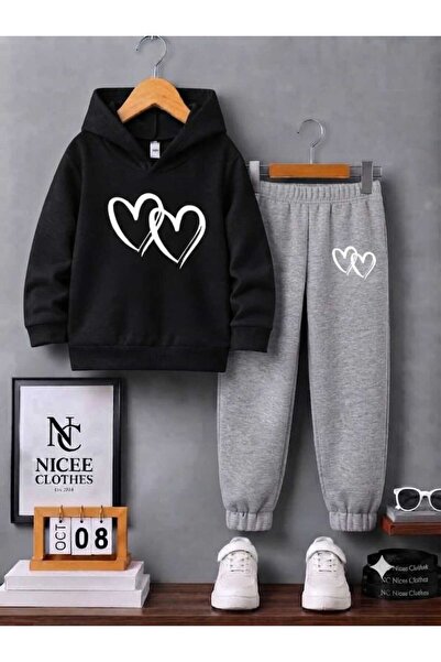 Leto Lykia Children's Unisex Tracksuit Set (White with Interlocked Hearts Win...