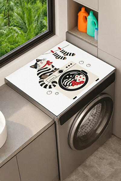 Valerine Life Clothes Dryer Top Organizer Mat Liquid-Proof Cover Striped Cat