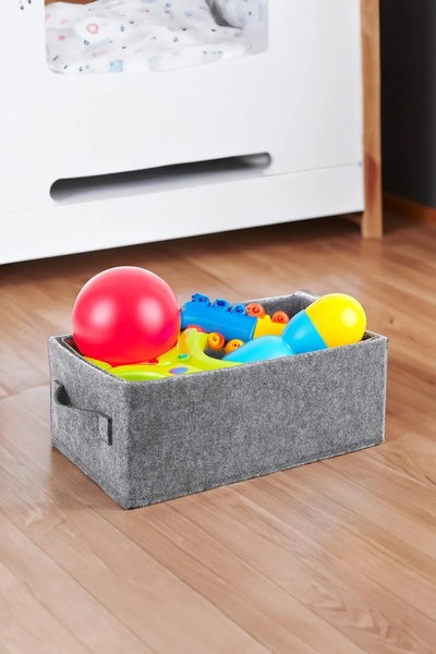 YUNUSOĞLU HOME Keçe Saklama Kutusu Dolap İçi Çamaşır Oyuncak Düzenleyici Sepet Organizer 38x25x13 cm