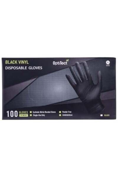 OptiTect Optitac powder free black vinyl gloves - 100 pieces | xl