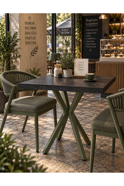 MASA MUTFAK CAFE BALKON BAHÇE RESTORAN YEMEK MASASI 70X70 ( KALINLAŞTIRMALI Y...