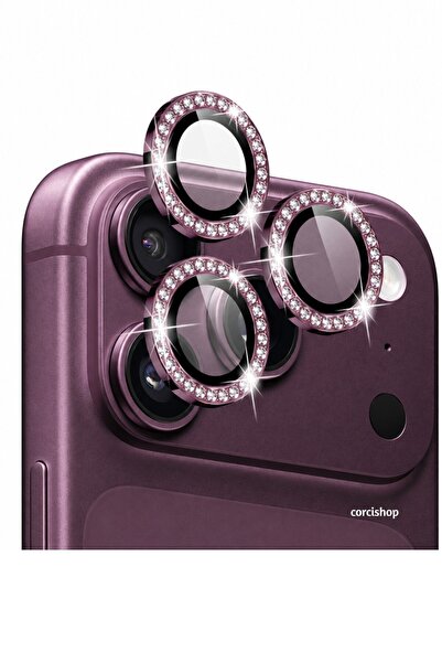 corcishop iPhone 18 Pro / 18 Pro Max Uyumlu Taşlı Lens Safir Kamera Koruyucu