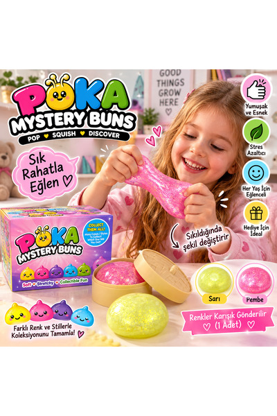 adakokusu17 PÜKA Mystery Buns – Simli, Yumuşak ve Esnek Oyuncak – 1 Adet