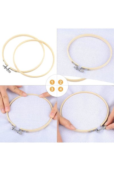 seymatabur 5-Piece Embroidery Hoop Set 12-16-18-21,5-27,5 cm Plastic Punch Etamin Cross-Stitch Hoop Set