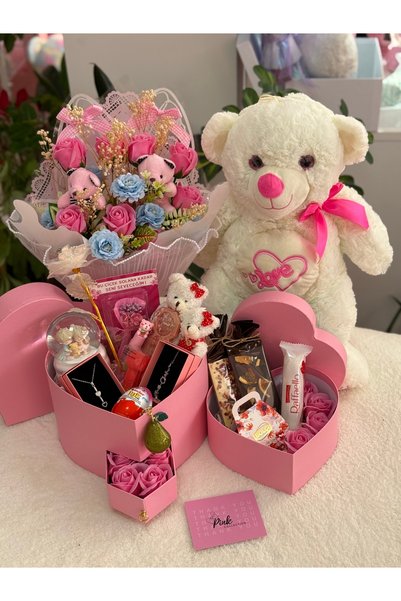 pink collection Teddy love hediye kutusu set pembe