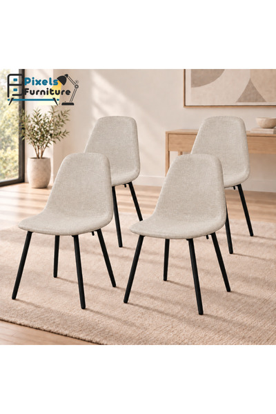 PixelsFurniture Bekas Furniture Linen Fabric Dining Chair with Backrest with ...