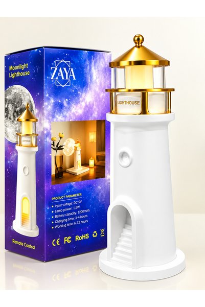 Generic Brand ZAYYA Moonlight Lighthouse LED Lamp & Moon Projector with Remote Control