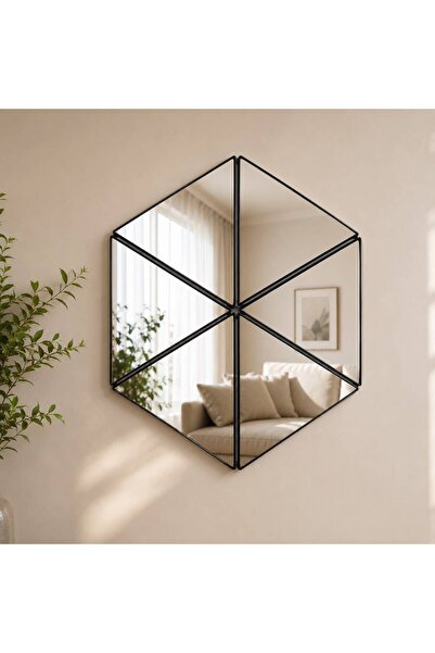 Generic Oglindă decorativă de perete, Model caleidoscop cu 6 segmente, Ramă m...