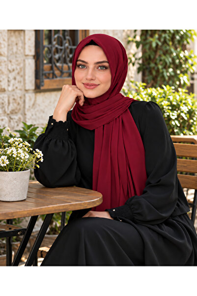 AHRAR tesettür Women's Hijab Sandy Practical Ready-To-Wear Hijab Shawl Burgundy