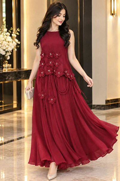antil fashion Soft Red Evening Dress