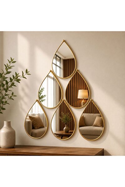 Generic Oglindă decorativă de perete, Model Mozaic 6 Piese (picături de lacri...