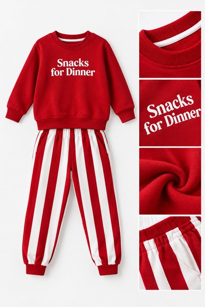 Yalçınoğlu Kids Çocuk Erkek 2 İplik Sweatshirt Şeritli Eşofman Takımı – Çizgili, Günlük Spor Rahat Kalıp