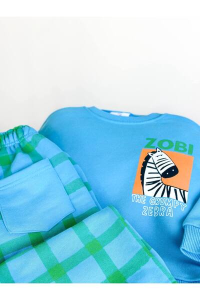 RÜYA KİDS Boy's Cotton Nursery Set, 2-8 Years Old, Top and Bottom, 2-Piece Set