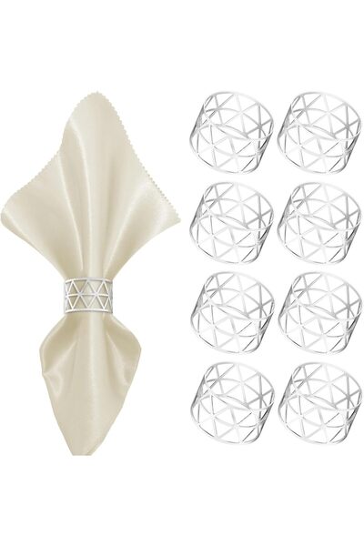 OEM 8-Piece Leaf Napkin Rings Metal Table Decoration – Silver