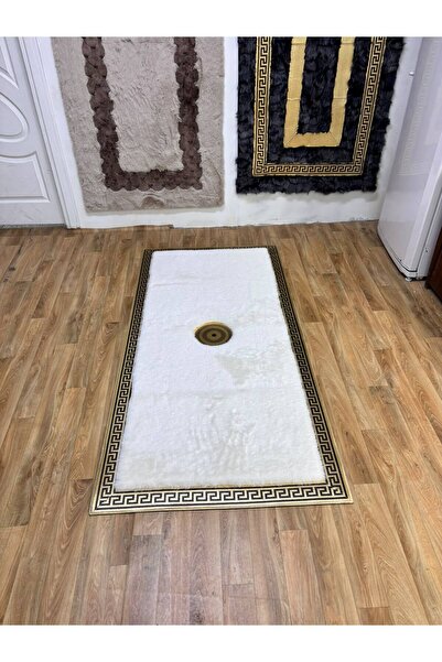 SANCAK DERİ HALI MODERN GOLD VARAKLI EKRU PELUŞ HALI