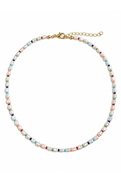 MİNOWİİ Renkli Kum Boncuklu Plastik Mini İncili Çocuk Kolyesi