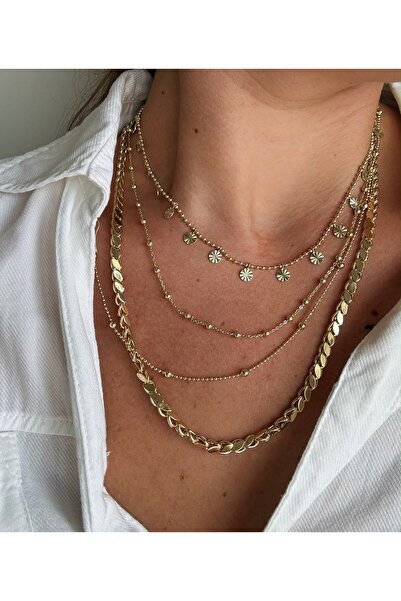 14K ALTIN KAPLAMA KOLYE KOMBİN