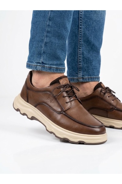 Voyager Men's Tan Genuine Leather Orthopedic Imported Sole Casual Shoes