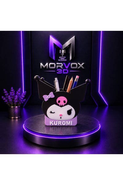 Morvox 3D Kuromi Temalı Masaüstü Kalemlik – Dekoratif Kalem Organizer