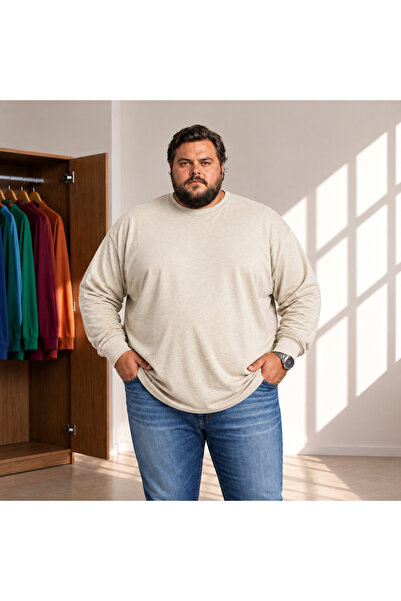 sngl tekstil Men's Plus Size Oversize 20/1 Combed Cotton Long Sleeve Sweatshirt