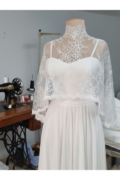 bride in love Fransız dantelli pelerin