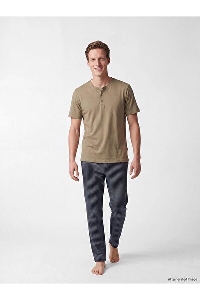 LC Waikiki Regular Fit Striped Men's Pajama Set (W6)