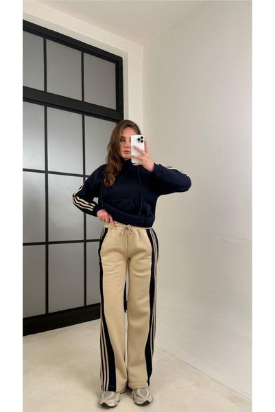 Kedi Fashion Çıtçıtlı çizgili takım