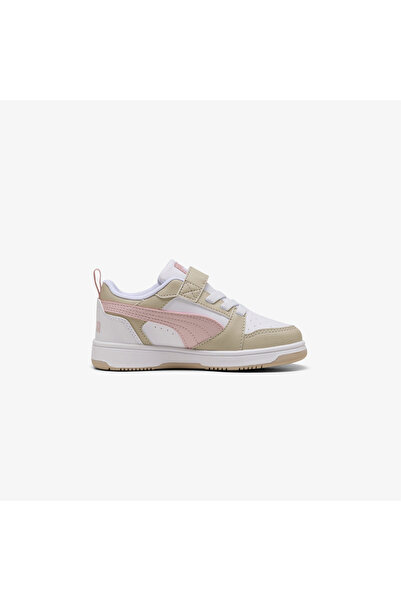 Puma Rebound V6 Low Kids Cream/Pink Sports Shoes