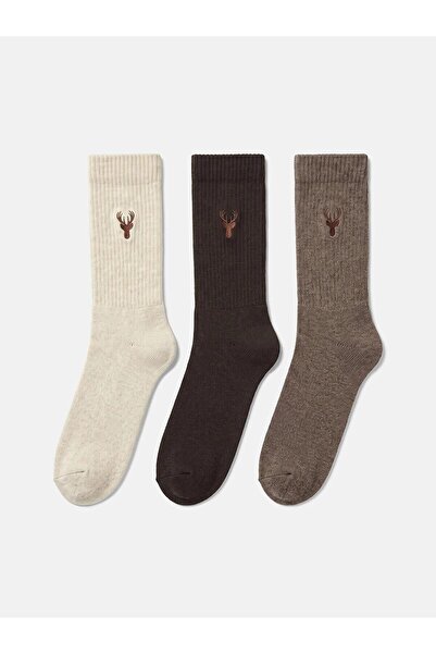 LC Waikiki Embroidered Men's Socks 3-Pack (W6)