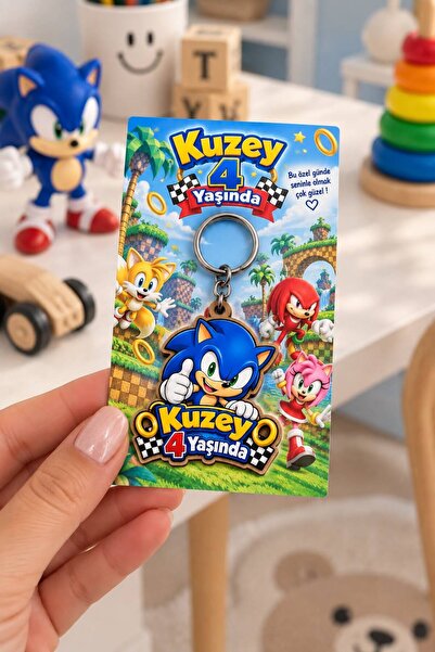10 Adet Sonic Anahtarlık Kartlıklı - Jelatinli /Bebek / Çocuk / Doğum Günü Hediye Anahtarlik/Magnet