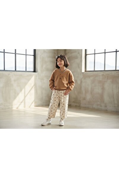 Genel Markalar Unisex Tavuk Nakışlı Bisiklet Yaka Oversize Çocuk Sweatshirt -...
