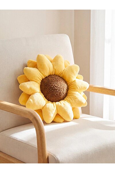 LC Waikiki Mixed Sunflower Figured Plush Throw Pillow 40 cm (W6)