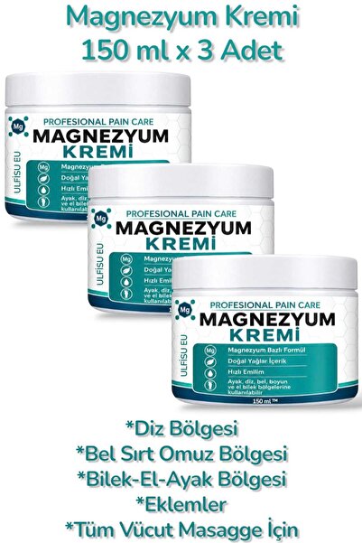 ULFİSU COSMETİCO Magnezyum Kremi 150 ml 3 ADET - MaGnePlus Magnezyum Kremi 15...