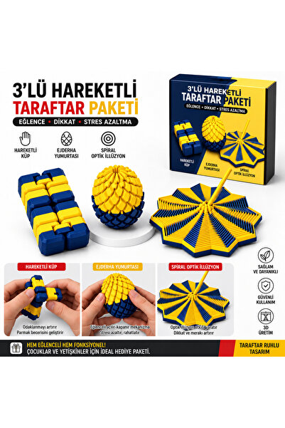 Middles&Niddles Collection 3’lü Sarı Lacivert Taraftar Oyuncak Seti – Hareket...