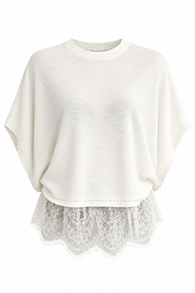 Laluvia Ecru Self-Lace Knitwear - 261025