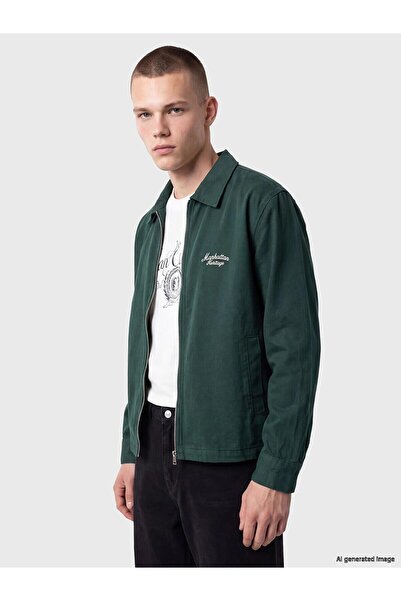 LC Waikiki Relax Fit Embroidered Men's Gabardine Shirt Jacket (W6)
