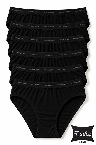 Tutku Kadın 6’lı Siyah Pamuklu Likralı Bikini Külot 0599