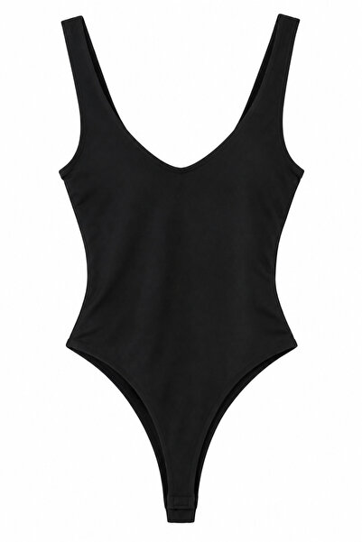 Genel Markalar Kadın Askılı Çıtçıtlı Esnek Basic Bodysuit