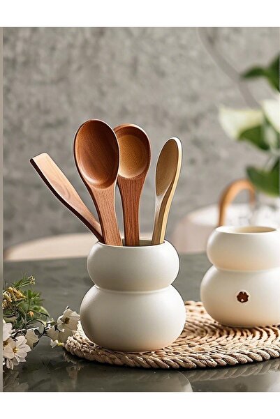 Lui Tasarım Ceramic Countertop Spoon Holder Simple Ceramic White Bubble Organ...
