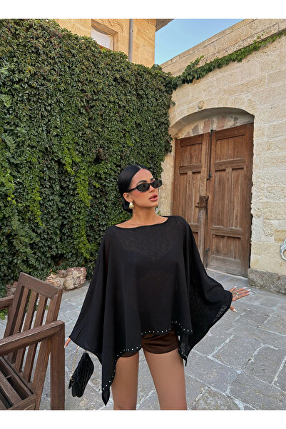 kırmızı butiks Black Stone Bat Poncho