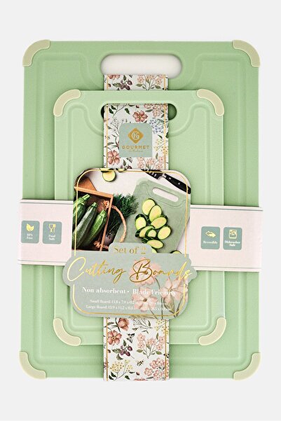 Gourmet 2 Piece Reversible Cutting Boards, Pista Green